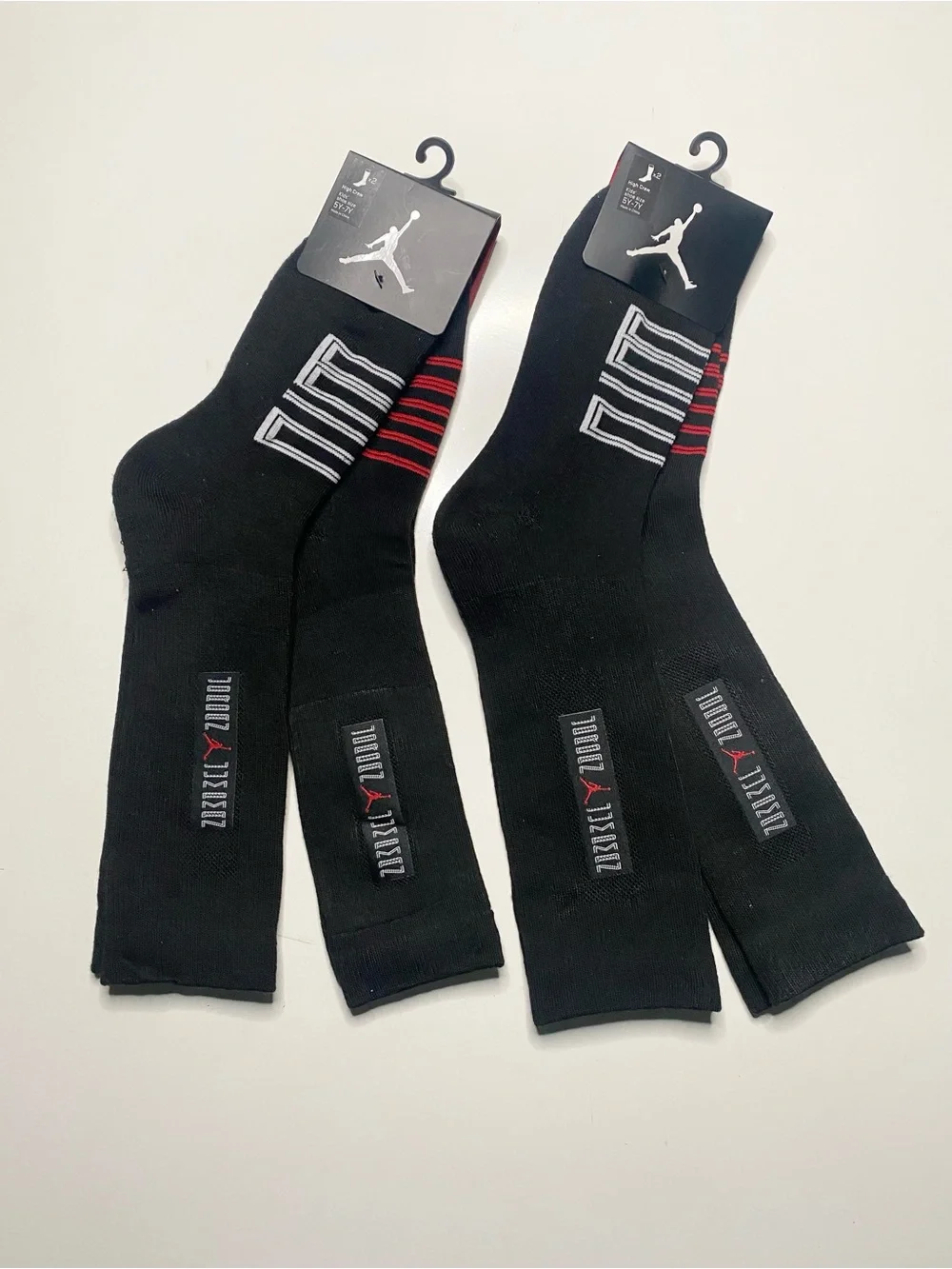 NWT Jordan Nike Boys Socks 4 Pair Size 5Y-7Y High Crew New with tags Lot Bundle